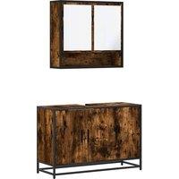 Berkfield Home 2 Piece Bathroom Furniture Set Smoked Oak Engineered Wood in Brown