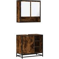 Berkfield Home 2 Piece Bathroom Furniture Set Smoked Oak Engineered Wood in Brown