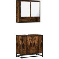 Berkfield Home 2 Piece Bathroom Furniture Set Smoked Oak Engineered Wood in Brown