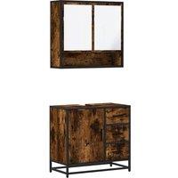 Berkfield Home 2 Piece Bathroom Furniture Set Smoked Oak Engineered Wood in Brown