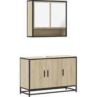 Berkfield Home 2 Piece Bathroom Furniture Set Sonoma Oak Engineered Wood in Light Brown