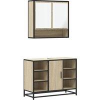 Berkfield Home 2 Piece Bathroom Furniture Set Sonoma Oak Engineered Wood in Brown