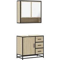 Berkfield Home 2 Piece Bathroom Furniture Set Sonoma Oak Engineered Wood in Tan