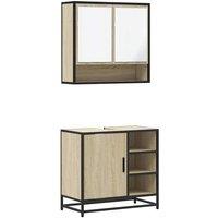 Berkfield Home 2 Piece Bathroom Furniture Set Sonoma Oak Engineered Wood in Brown