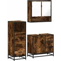 Berkfield Home 3 Piece Bathroom Furniture Set Smoked Oak Engineered Wood in Brown