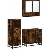 Berkfield Home 3 Piece Bathroom Furniture Set Smoked Oak Engineered Wood in Brown
