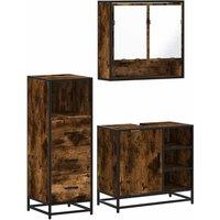 Berkfield Home 3 Piece Bathroom Furniture Set Smoked Oak Engineered Wood in Brown