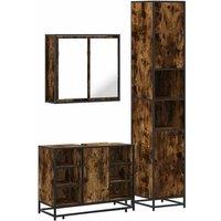 Berkfield Home 3 Piece Bathroom Furniture Set Smoked Oak Engineered Wood in Brown
