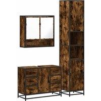 Berkfield Home 3 Piece Bathroom Furniture Set Smoked Oak Engineered Wood in Brown