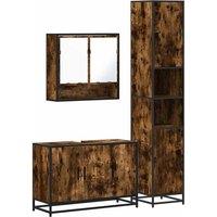 Berkfield Home 3 Piece Bathroom Furniture Set Smoked Oak Engineered Wood in Brown