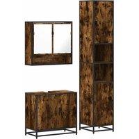 Berkfield Home 3 Piece Bathroom Furniture Set Smoked Oak Engineered Wood in Brown