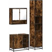 Berkfield Home 3 Piece Bathroom Furniture Set Smoked Oak Engineered Wood in Brown