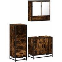 Berkfield Home 3 Piece Bathroom Furniture Set Smoked Oak Engineered Wood in Brown