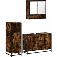 Berkfield Home 3 Piece Bathroom Furniture Set Smoked Oak Engineered Wood in Brown