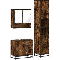 Berkfield Home 3 Piece Bathroom Furniture Set Smoked Oak Engineered Wood in Brown