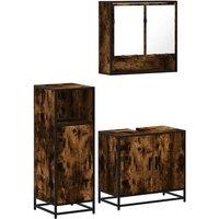 Berkfield Home 3 Piece Bathroom Furniture Set Smoked Oak Engineered Wood in Brown