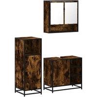 Berkfield Home 3 Piece Bathroom Furniture Set Smoked Oak Engineered Wood in Brown