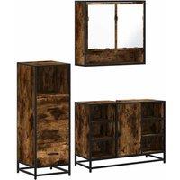 Berkfield Home 3 Piece Bathroom Furniture Set Smoked Oak Engineered Wood in Brown