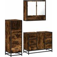 Berkfield Home 3 Piece Bathroom Furniture Set Smoked Oak Engineered Wood in Brown