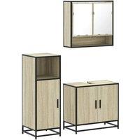 Berkfield Home 3 Piece Bathroom Furniture Set Sonoma Oak Engineered Wood in Light Brown