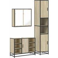 Berkfield Home 3 Piece Bathroom Furniture Set Sonoma Oak Engineered Wood in Light Tan