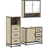 Berkfield Home 3 Piece Bathroom Furniture Set Sonoma Oak Engineered Wood in Light Brown