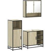 Berkfield Home 3 Piece Bathroom Furniture Set Sonoma Oak Engineered Wood in Light Brown