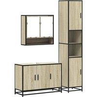 Berkfield Home 3 Piece Bathroom Furniture Set Sonoma Oak Engineered Wood in Brown