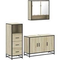 Berkfield Home 3 Piece Bathroom Furniture Set Sonoma Oak Engineered Wood in Tan