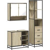 Berkfield Home 3 Piece Bathroom Furniture Set Sonoma Oak Engineered Wood in Brown