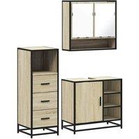 Berkfield Home 3 Piece Bathroom Furniture Set Sonoma Oak Engineered Wood in Light Tan