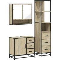 Berkfield Home 3 Piece Bathroom Furniture Set Sonoma Oak Engineered Wood in Brown