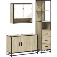 Berkfield Home 3 Piece Bathroom Furniture Set Sonoma Oak Engineered Wood in Brown