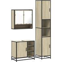Berkfield Home 3 Piece Bathroom Furniture Set Sonoma Oak Engineered Wood in Tan