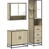Berkfield Home 3 Piece Bathroom Furniture Set Sonoma Oak Engineered Wood in Light Oak