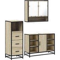 Berkfield Home 3 Piece Bathroom Furniture Set Sonoma Oak Engineered Wood in Tan
