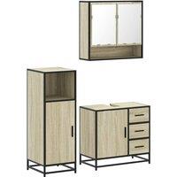Berkfield Home 3 Piece Bathroom Furniture Set Sonoma Oak Engineered Wood in Light Tan