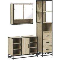 Berkfield Home 3 Piece Bathroom Furniture Set Sonoma Oak Engineered Wood in Brown