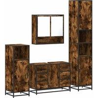 Berkfield Home 4 Piece Bathroom Furniture Set Smoked Oak Engineered Wood in Brown