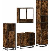 Berkfield Home 4 Piece Bathroom Furniture Set Smoked Oak Engineered Wood in Brown