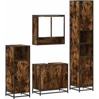 Berkfield Home 4 Piece Bathroom Furniture Set Smoked Oak Engineered Wood in Brown