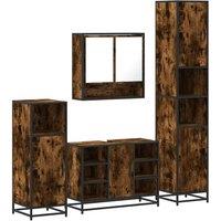 Berkfield Home 4 Piece Bathroom Furniture Set Smoked Oak Engineered Wood in Brown