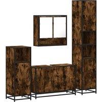 Berkfield Home 4 Piece Bathroom Furniture Set Smoked Oak Engineered Wood in Brown