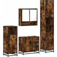 Berkfield Home 4 Piece Bathroom Furniture Set Smoked Oak Engineered Wood in Brown