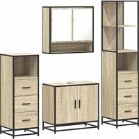 Berkfield Home 4 Piece Bathroom Furniture Set Sonoma Oak Engineered Wood in Brown
