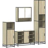 Berkfield Home 4 Piece Bathroom Furniture Set Sonoma Oak Engineered Wood in Brown