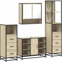 Berkfield Home 4 Piece Bathroom Furniture Set Sonoma Oak Engineered Wood