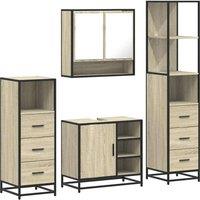 Berkfield Home 4 Piece Bathroom Furniture Set Sonoma Oak Engineered Wood