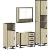 Berkfield Home 4 Piece Bathroom Furniture Set Sonoma Oak Engineered Wood in Tan