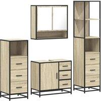 Berkfield Home 4 Piece Bathroom Furniture Set Sonoma Oak Engineered Wood in Light Tan